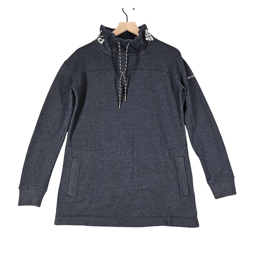 COLUMBIA WOMEN’S GRAY TUNIC SWEATSHIRT – HIGH TUNIC COLLAR – SIZE MEDIUM – CLEAN